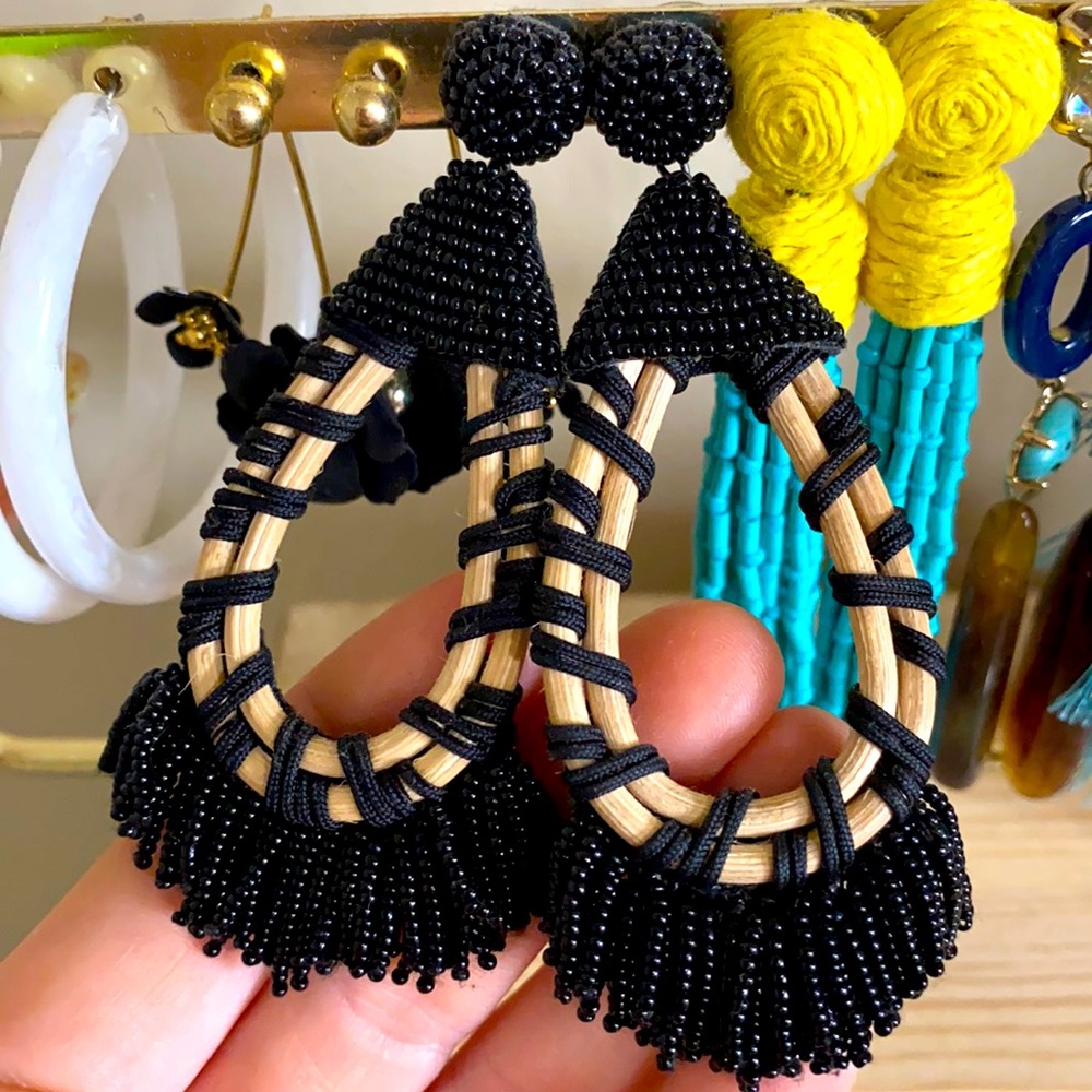 Like new Anthropologie earrings black beaded